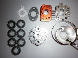 32 cc aluminum intakes with gaskets velocity stack and filter clamp clutch fan and hub bearings.JPG